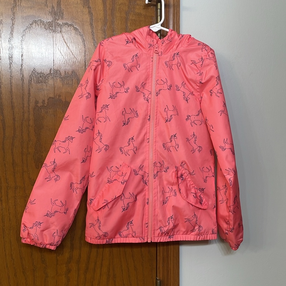 CARTERS UEC Girls Size 8 Unicorn Windbreaker Rain Jacket Pink Water Resistant - Picture 4 of 11